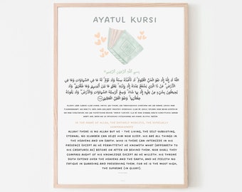 Ayatul Kursi-afdruk | Islamitische kinderprint | Kinderen kunst aan de muur | Eid-cadeau voor kinderen | Eid-cadeau voor kinderen | Ramadan kindercadeau | Islamitische crèche