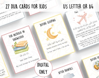Kids Dua Flashcards: Islamic Prayer Cards (PDF Printable)