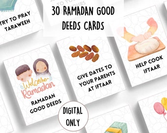 Cartes de vœux du Ramadan | Cartes pour enfants | Cartes de prière | Flashcards islamiques | Cartes Ramadan imprimables pour enfants