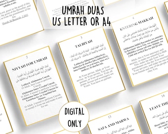 Umrah Dua Flashcards: Arabic Text, Transliteration & Translation (Digital Download)