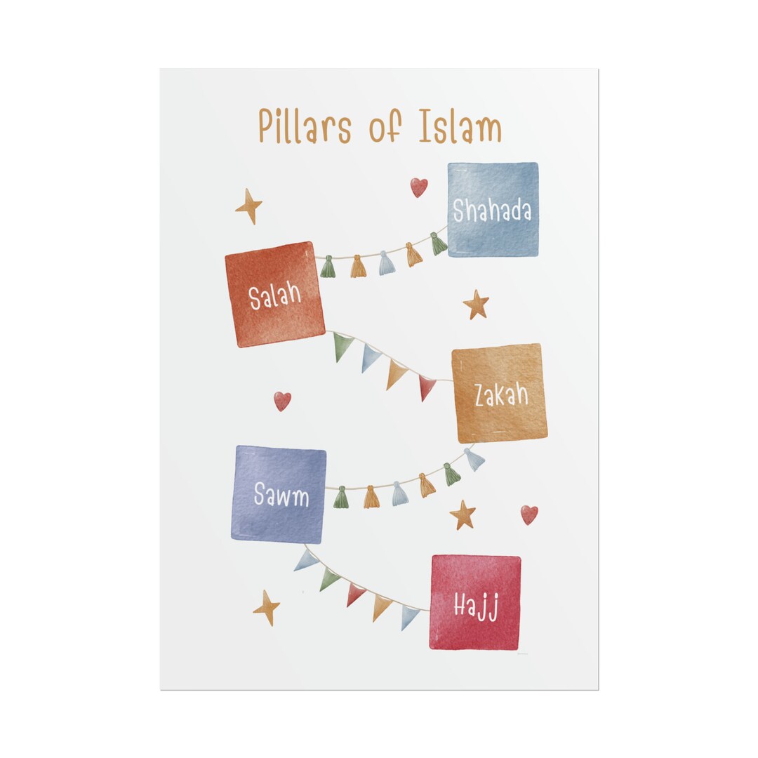 5 Pillars of Islam Poster Islamic Kids Print Children Wall Etsy