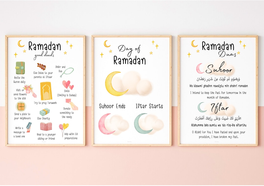 Set of Ramadan Prints, Suhoor &amp; Iftar Time Tracker, Ramadan Good Deeds, Ramadan Duas, Ramadan ...