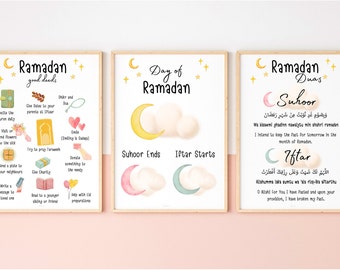 Ramadan Prints Set: Suhoor, Iftar, Duas, Good Deeds (Printable PDF)