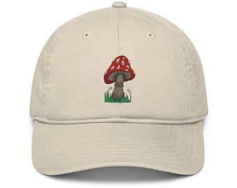 100% Organic Embroidered Mushroom Dad Hat