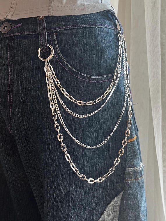 Double Jeans Chain - Silver - Etsy Ireland