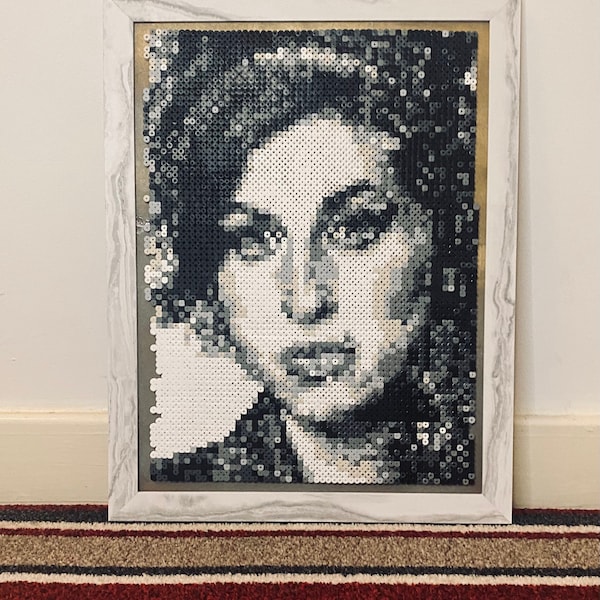A3 Amy Winehouse Wall Art Mosaïque Hama Perles encadrées