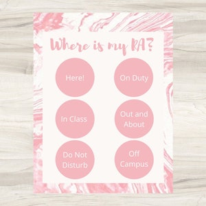 RA Door Sign Editable Resident Advisor Sign Made to Order Digital Download College Where am I board