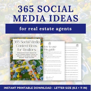 365 Social Media Content Ideas for Realtors Real Estate Agent Marketing Calendar Instagram Facebook Post Ideas Digital Download