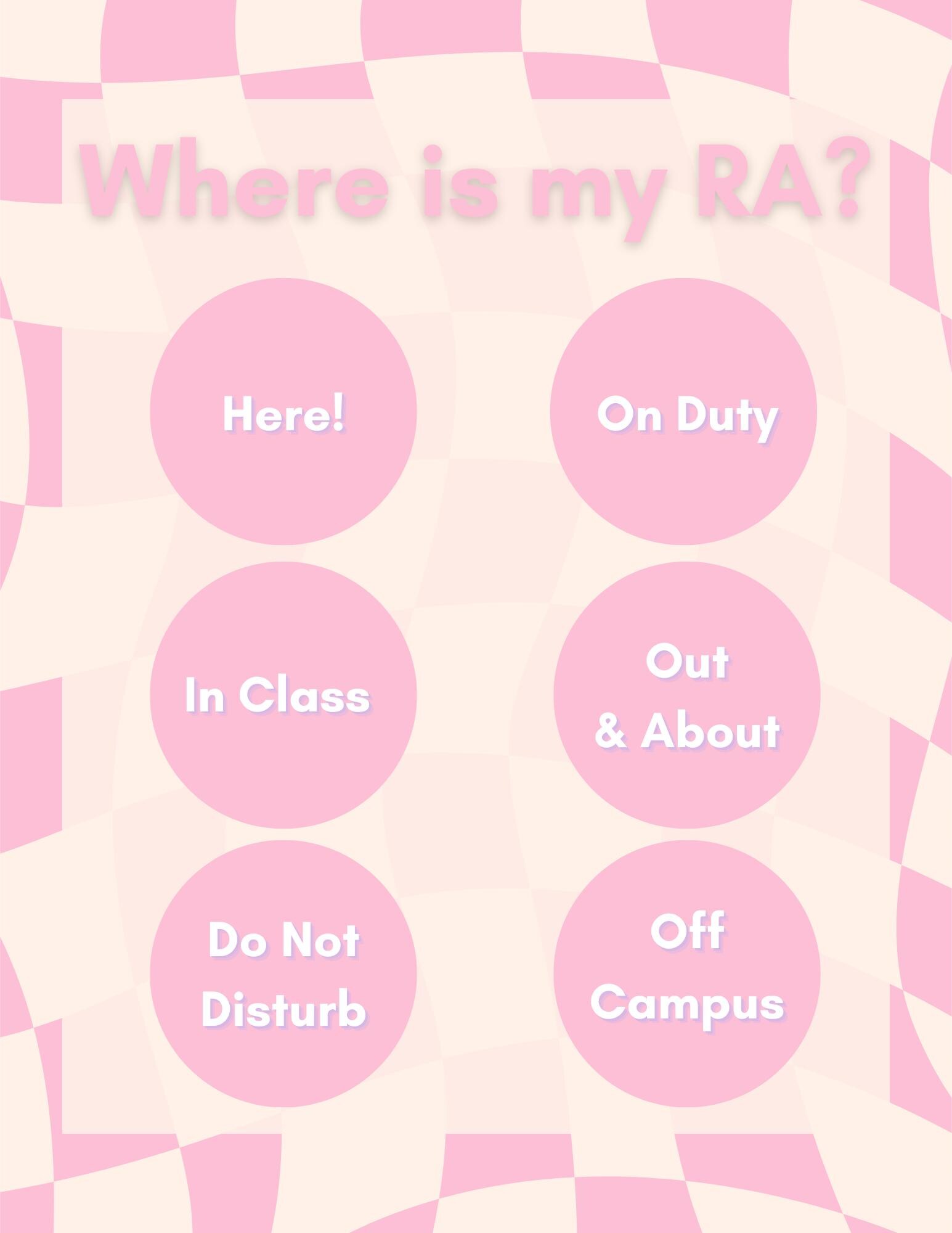 RA Door Sign Editable Pink Checker Resident Advisor Sign | Digital ...