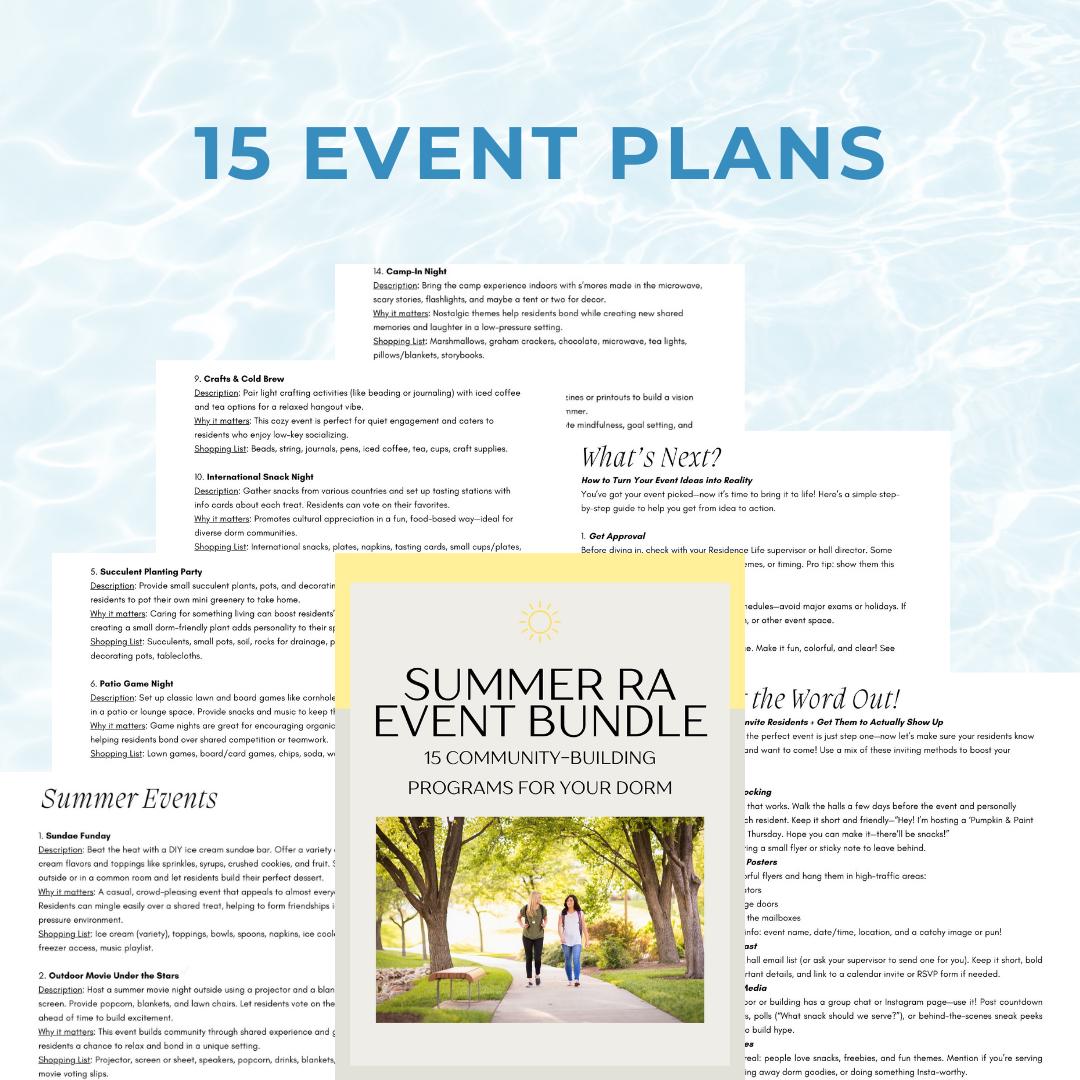 Summer RA Event Bundle: 15 Dorm Activity Guides (PDF Download) - Etsy