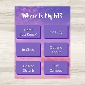 RA Door Sign College Student Resident Advisor Sign Digital Download College Digital Print