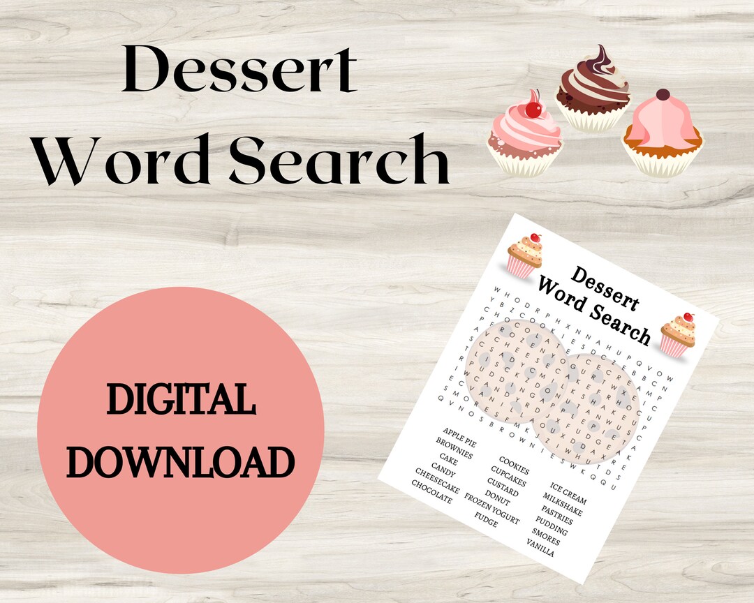Dessert Word Search Kids Party Games Birthday Games - Etsy