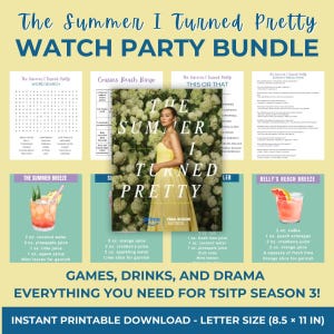 The Summer I Turned Pretty Watch Party Bundle Staffel 3 Bingo Wortsuche vorhersagen Cocktail Rezepte dies oder das, wer es gesagt hat Spiel