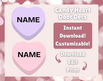 Valentine's Day Candy Heart Name Tags | RA Door Decorations (Digital Download)