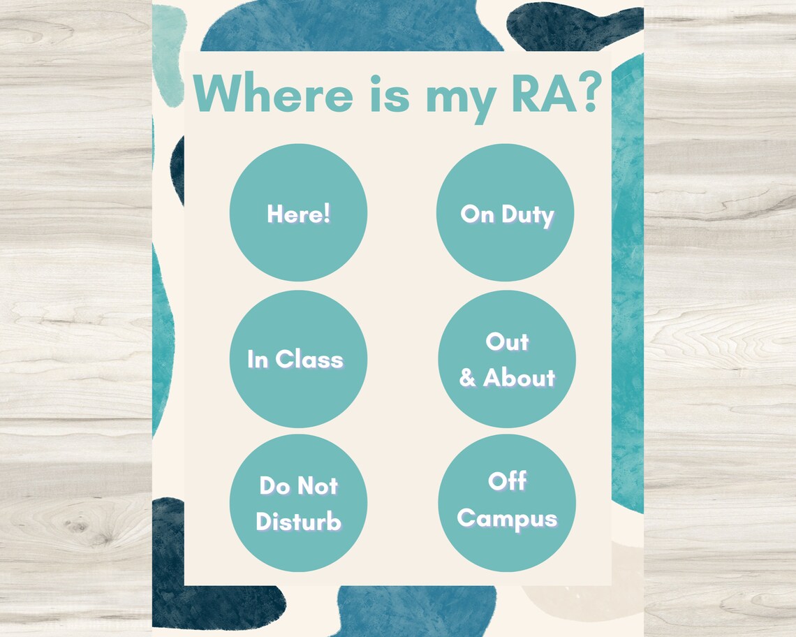 RA Door Sign Editable Blue Resident Advisor Sign | Digital Download ...