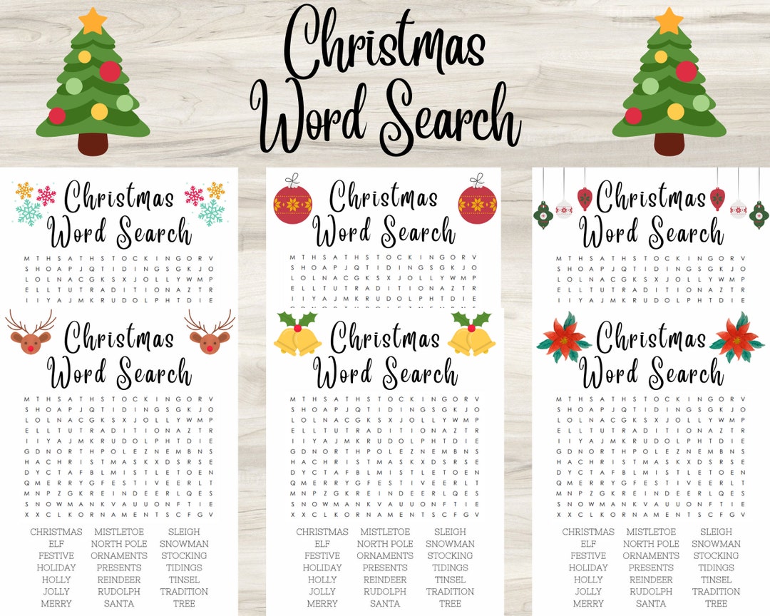 Christmas Word Search for Kids and Adults / 6 Different Designs - Etsy christmas-word-search-for-kids-and-adults-6-different-designs-etsy