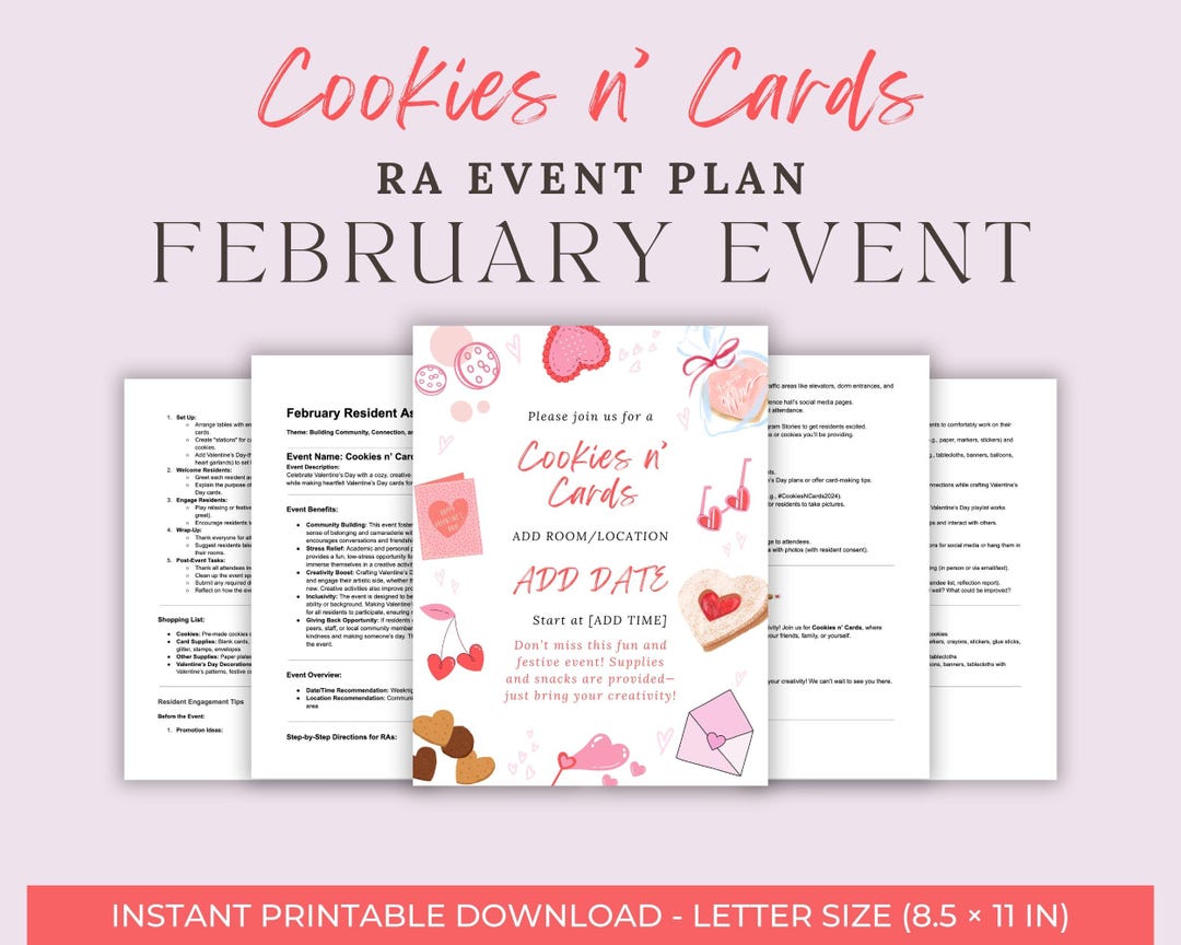 Cookies N' Cards RA Event Guide | Editable Templates (digital Download ...