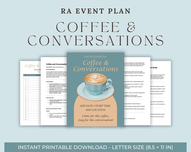RA Coffee and Conversations Event Guide | Editable Templates (digital ...