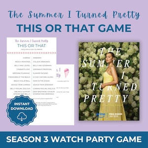 The Summer I Turned Pretty Season 3 This or That Game Printable Watch Party Game for Girls Night Teen Sleepover TSITP Party Activity