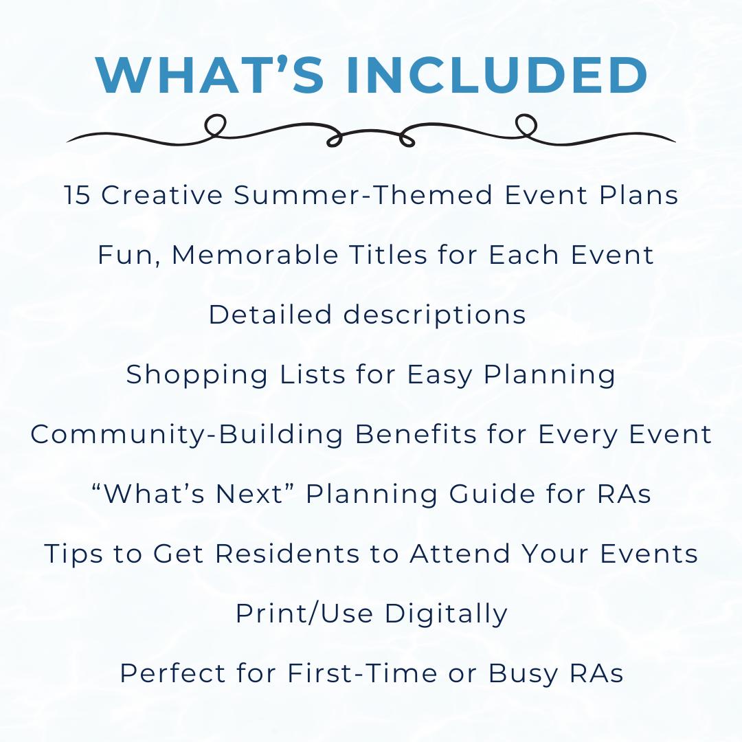 Summer RA Event Bundle: 15 Dorm Activity Guides (PDF Download) - Etsy