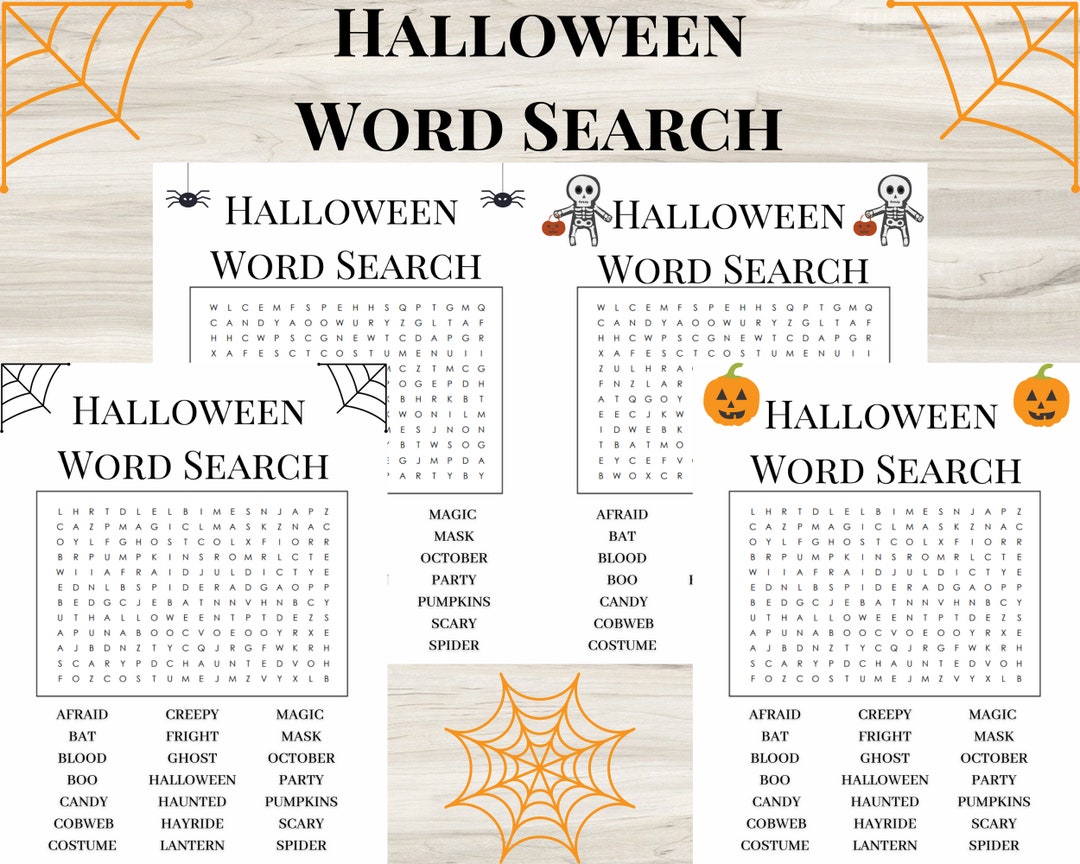 Halloween Printable Word Search for Kids, Classrooms and Parties / Two ...
