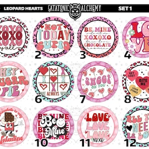 Valentine&#39;s Day Cardstock Rounds, Leopard Hearts Theme Cardstock Rounds, Cardstock Cutouts, Freshie Cardstock, Freshies,