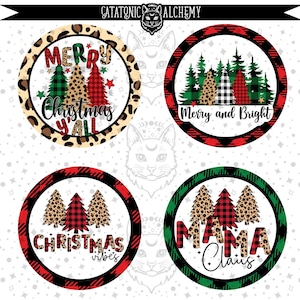 Leopard Plaid Mix Christmas Digital Download Cardstock Bundle, Cardstock Images for Freshies, Freshie Cardstock, Car Coaster Images