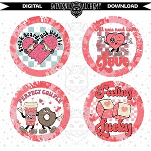 Retro Valentine&#39;s Digital Download Cardstock Bundle, Love Cardstock Images for Freshies, Freshie Cardstock, Car Coaster Images