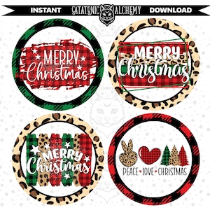 Leopard Plaid Mix Christmas Digital Download Cardstock Bundle, Cardstock Images for Freshies, Freshie Cardstock, Car Coaster Images