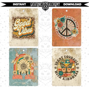 Boho Felt Air Freshener PNG Download, Hippie Car Felt Freshie PNG, Vintage Instant Digital Download,  Trendy Retro Sublimation Bundle