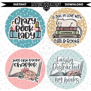 Book Lover Digital Cardstock Bundle, Book Lover Images for Freshies, Digital Cardstock Download, Freshie Cardstock, Car Coaster Images