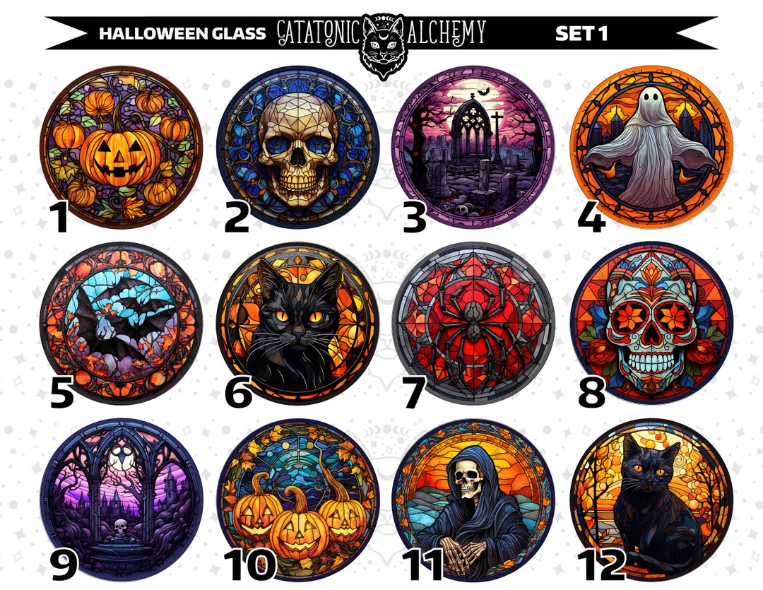 Halloween Freshie Cardstock Rounds, Stained Glass Cardstock Rounds ...
