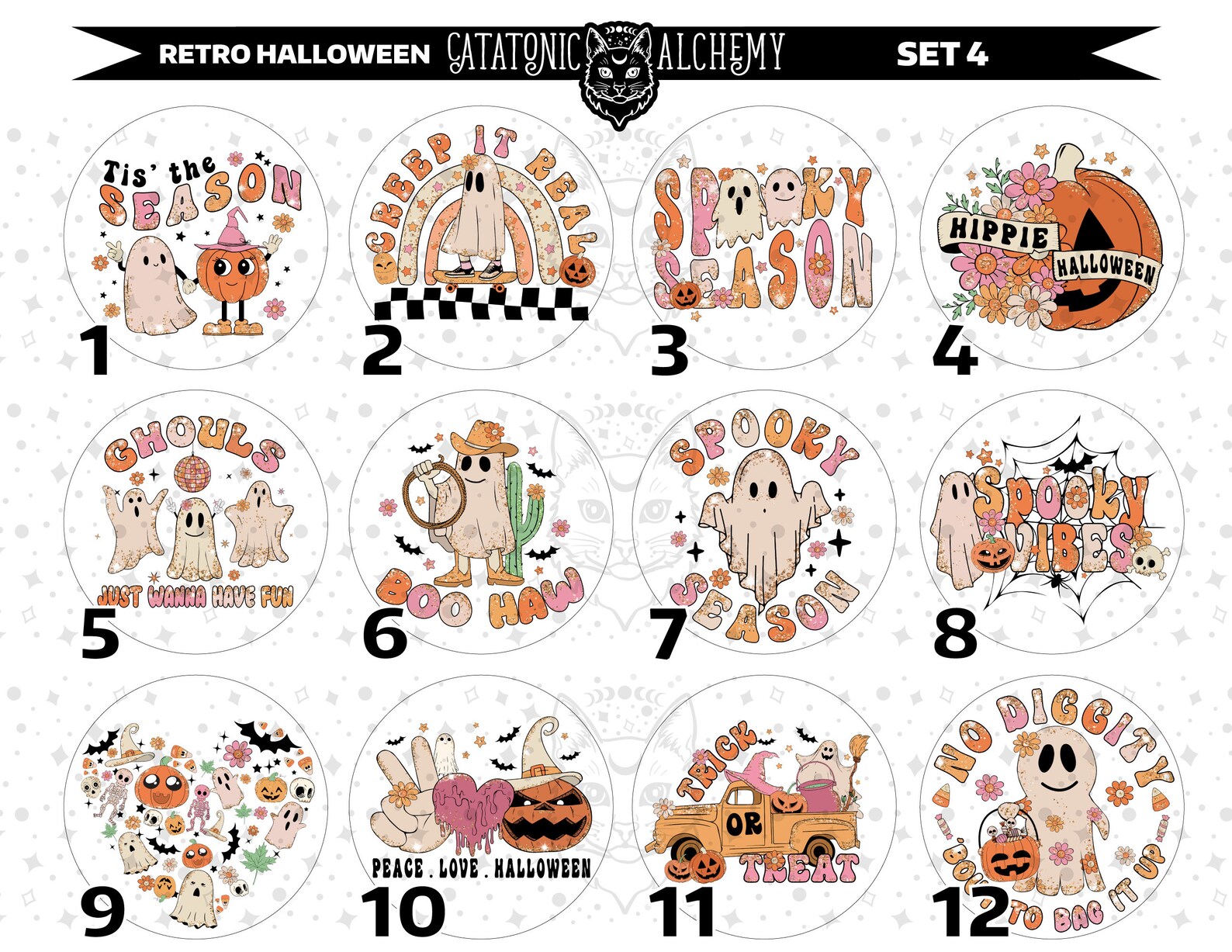 Retro Halloween Freshie Cardstock Rounds, Horror Theme Cardstock Circle ...