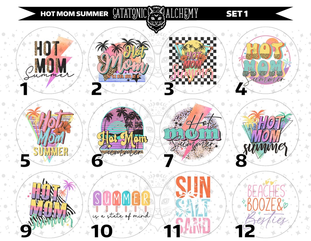 Hot Mom Summer Freshie Cardstock Rounds, Summer Theme Cardstock Rounds ...