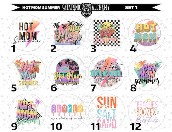 Hot Mom Summer Freshie Cardstock Rounds, Summer Theme Cardstock Rounds, Cardstock Cutouts, Beach Vibes Freshie Cardstock, Printed Freshies