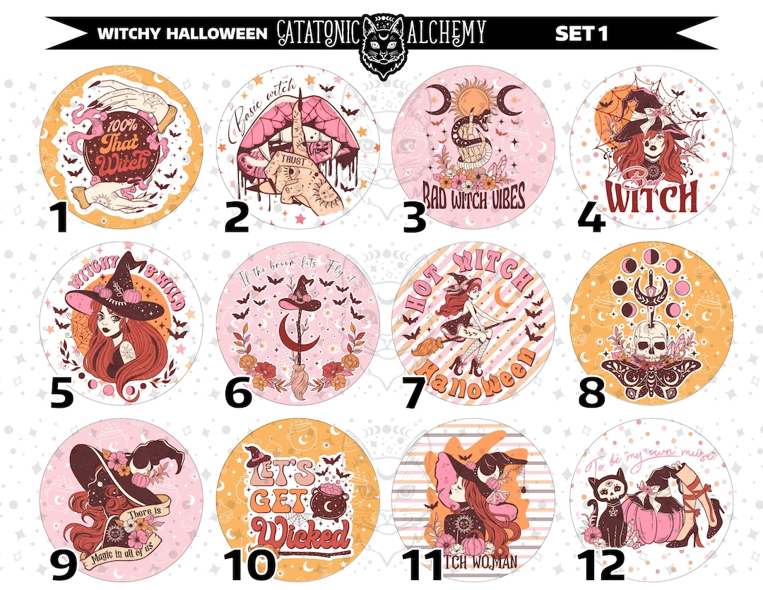 Halloween Freshie Cardstock Rounds, Witchy Vibes Cardstock Circle ...