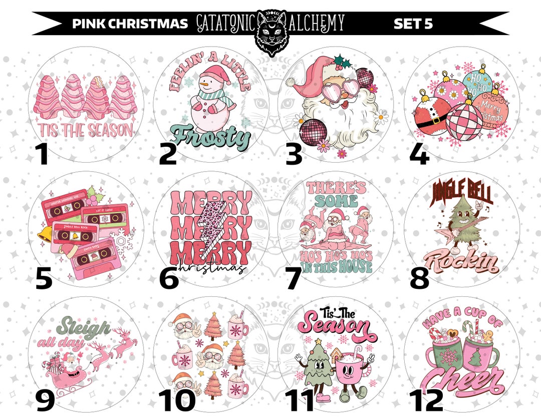 Pink Christmas Cardstock Rounds, Christmas Theme Cardstock Rounds, Merry Christmas Cutouts