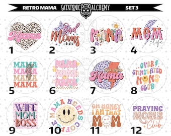 Retro Mother's Day Freshie Cardstock Rounds, Blessed Mama Cutouts, Busy Mom Best Ever Cool Gift For Mom Paper Rounds, Vintage Vibe
