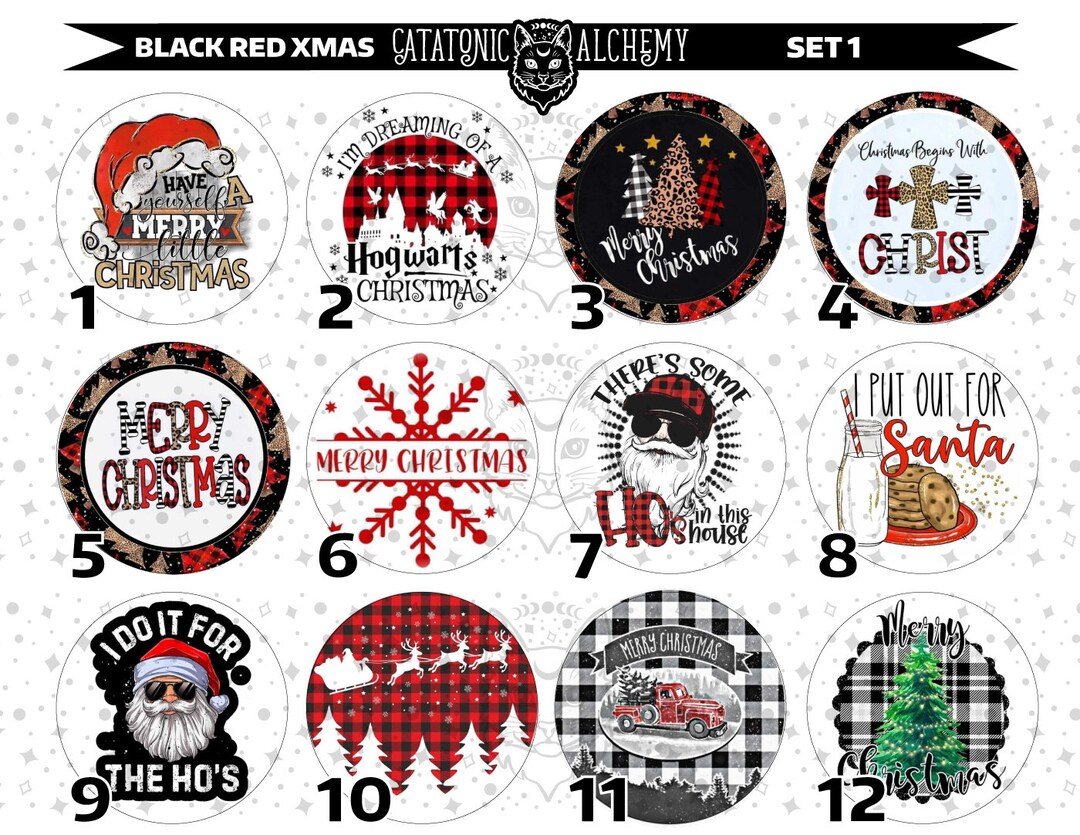 Black & Red Christmas Cardstock Rounds, Christmas Theme Cardstock Rounds, Cardstock Cutouts