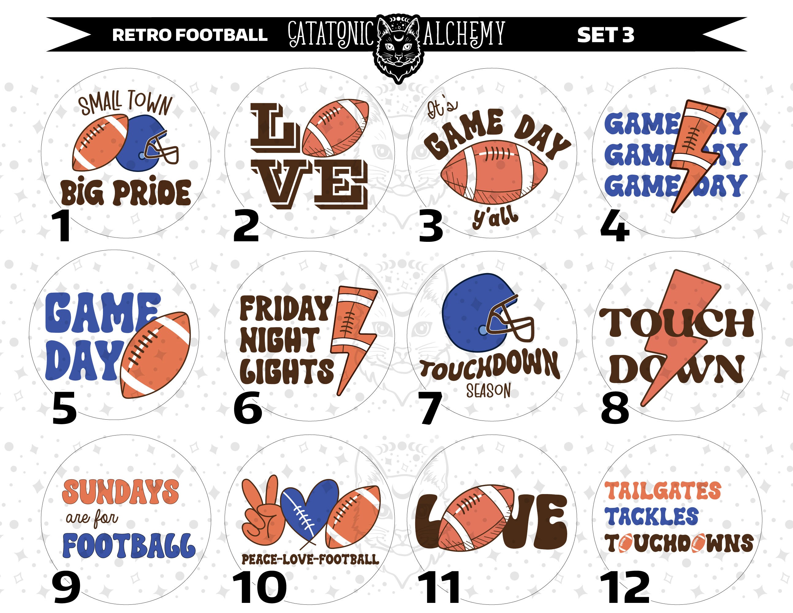 Football Freshie Cardstock Rounds, Sports Cardstock Rounds, Retro ...