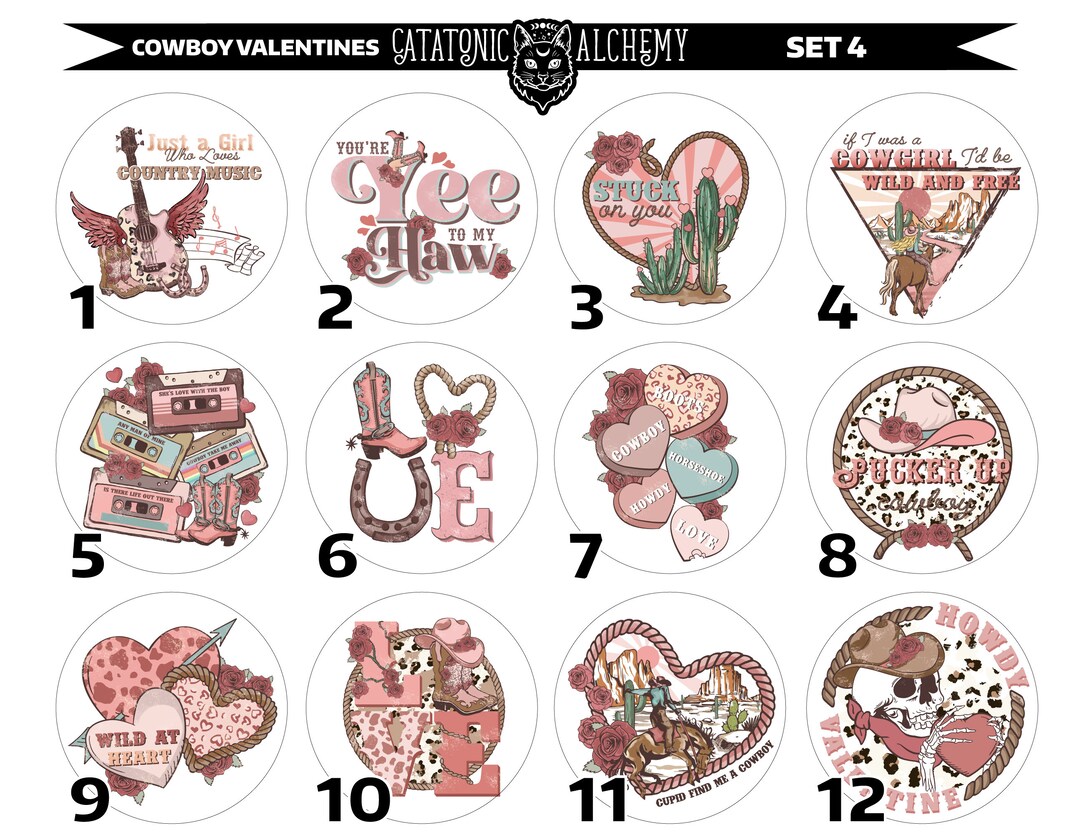 Western Valentine's Day Cardstock Rounds, Cowboy Theme Cardstock Rounds, Love Paper Cutouts