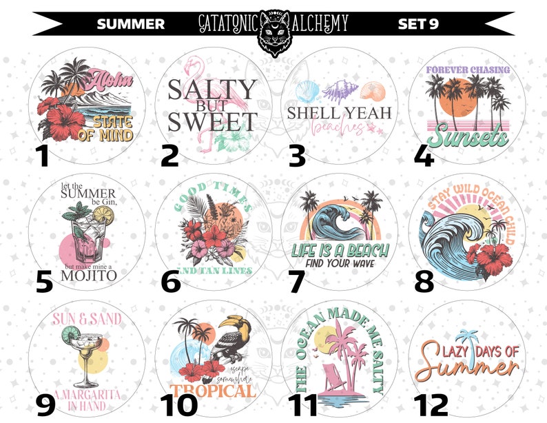 Summer Freshie Cardstock Rounds, Beach Theme Cardstock Rounds ...
