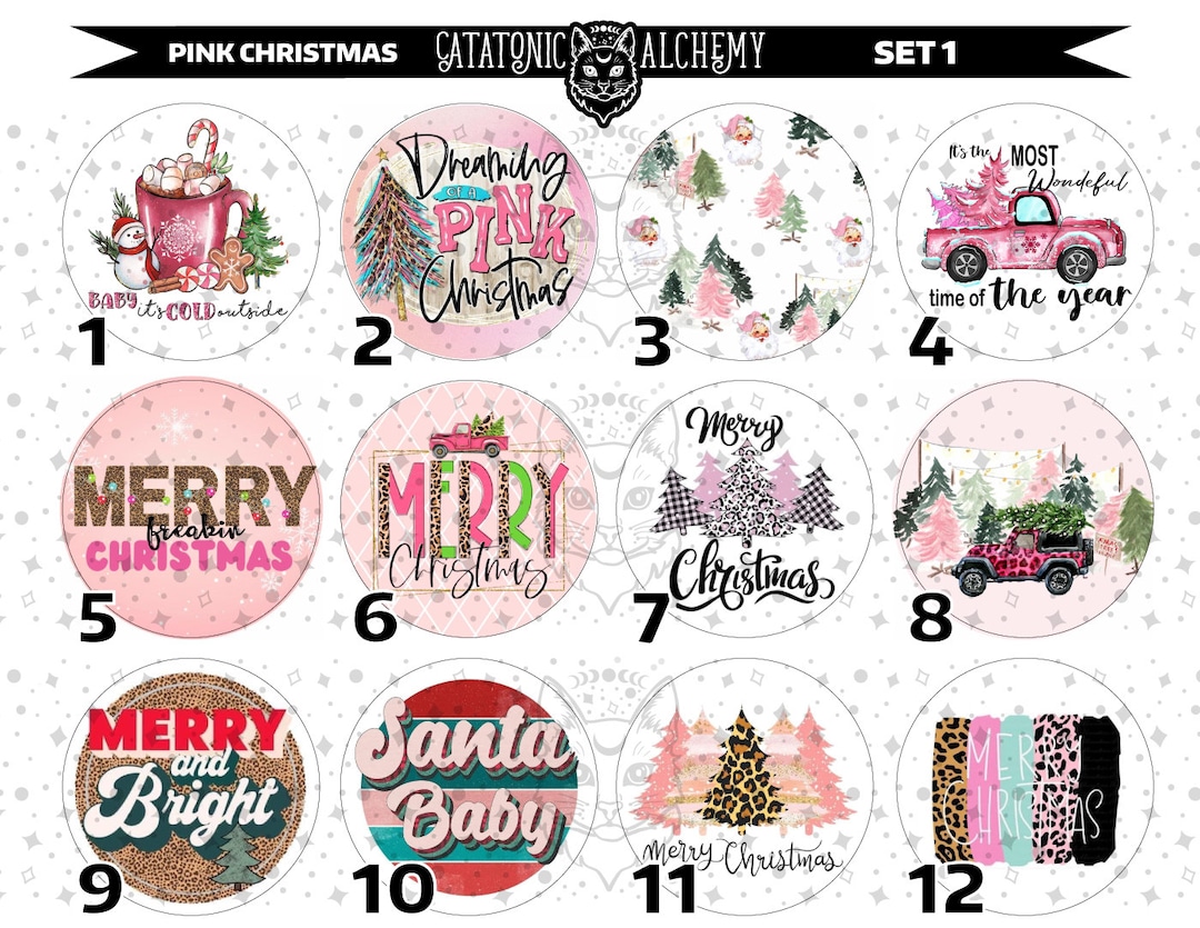 Pink Christmas Cardstock Rounds, Christmas Theme Cardstock Rounds, Cardstock Cutouts, Freshie