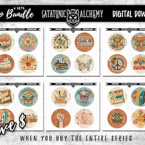 Boho Bundle Freshie Cardstock Downloads, 24 Hippie Digital Designs, 6 Sets of Freshie Cardstock Instant Downloads, Retro Cardstock Images,