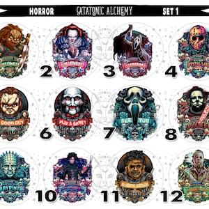 Horror Freshie Cardstock Rounds, Halloween Theme Cardstock Rounds, Cardstock Cutouts, Freshie Cardstock, Freshies, Horror Halloween