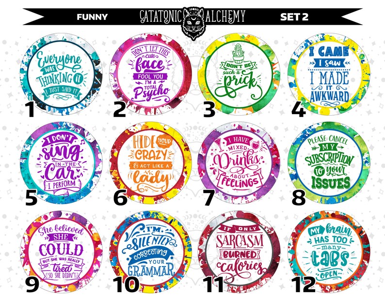 Funny Cardstock Rounds Sarcastic Theme Cardstock Rounds Etsy