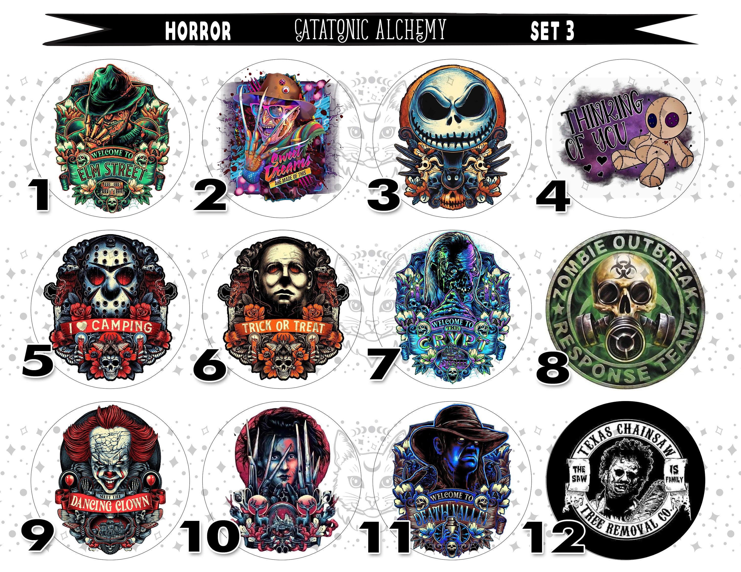 Horror Freshie Cardstock Rounds, Halloween Theme Cardstock Rounds ...