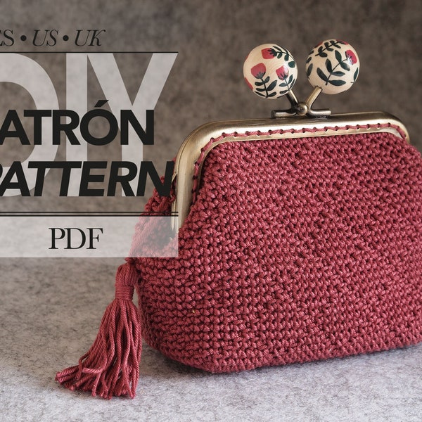 Crochet coin purse pattern with frame, exclusive design embossed diamonds crochet pattern, photos and videos, includes lining instructions