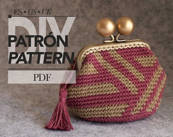 Patrón de monedero a crochet con cierre, cómo crear un bolso tapiz de base redonda a crochet con granja de 8.5cm, proyecto de crochet diy para regalo de navidad