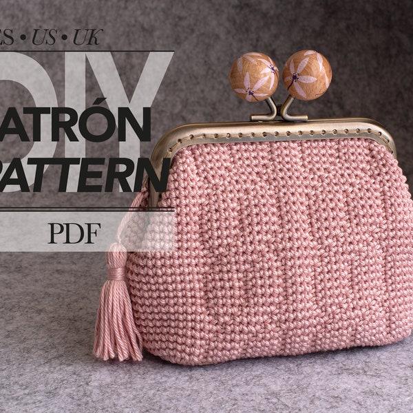 Easy cable crochet PATTERN clasp purse, how to crochet cable coin purse with kiss lock frame, DIY crochet project for adults, printable pdf